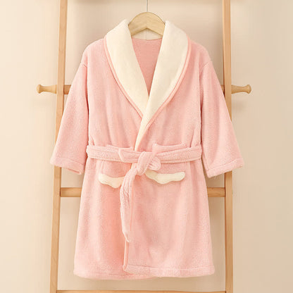 Ownkoti Matching Family Solid Plush Robe - Pink - Child:150cm - image 13