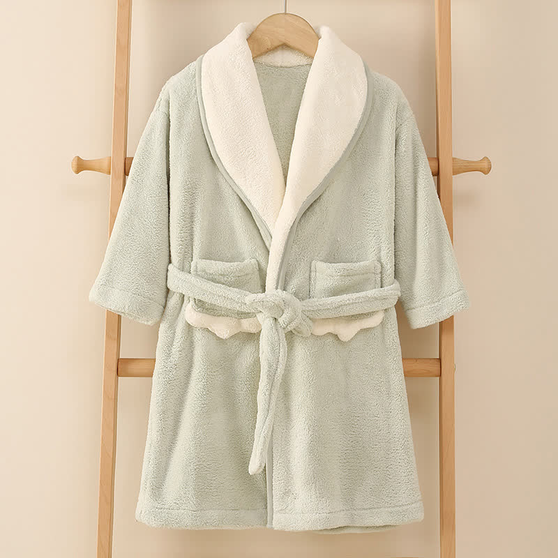 Ownkoti Matching Family Solid Plush Robe - Green - Child:150cm - image 15