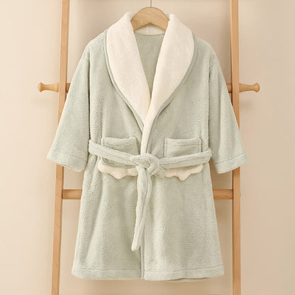 Ownkoti Matching Family Solid Plush Robe - Green - Child:150cm - image 15