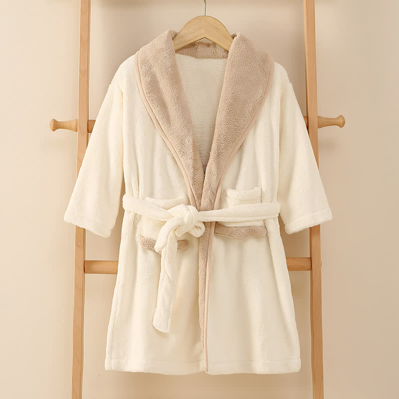 Ownkoti Matching Family Solid Plush Robe - White - Child:150cm - image 5