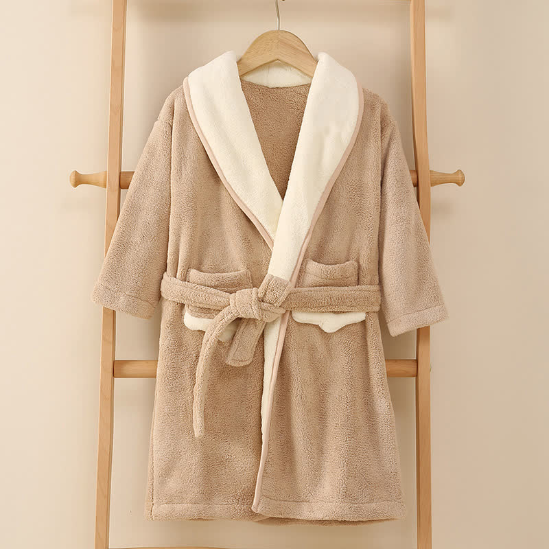 Ownkoti Matching Family Solid Plush Robe - Coffee - Child:150cm - image 16
