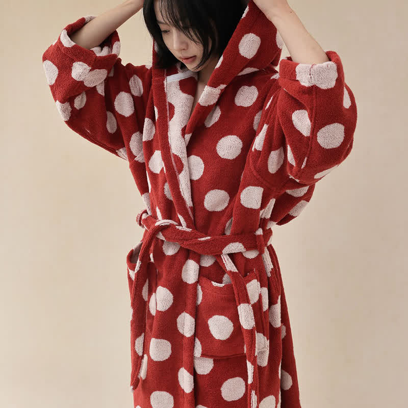 Ownkoti Matching Family Polka Dot Hooded Cotton Robe - image 8