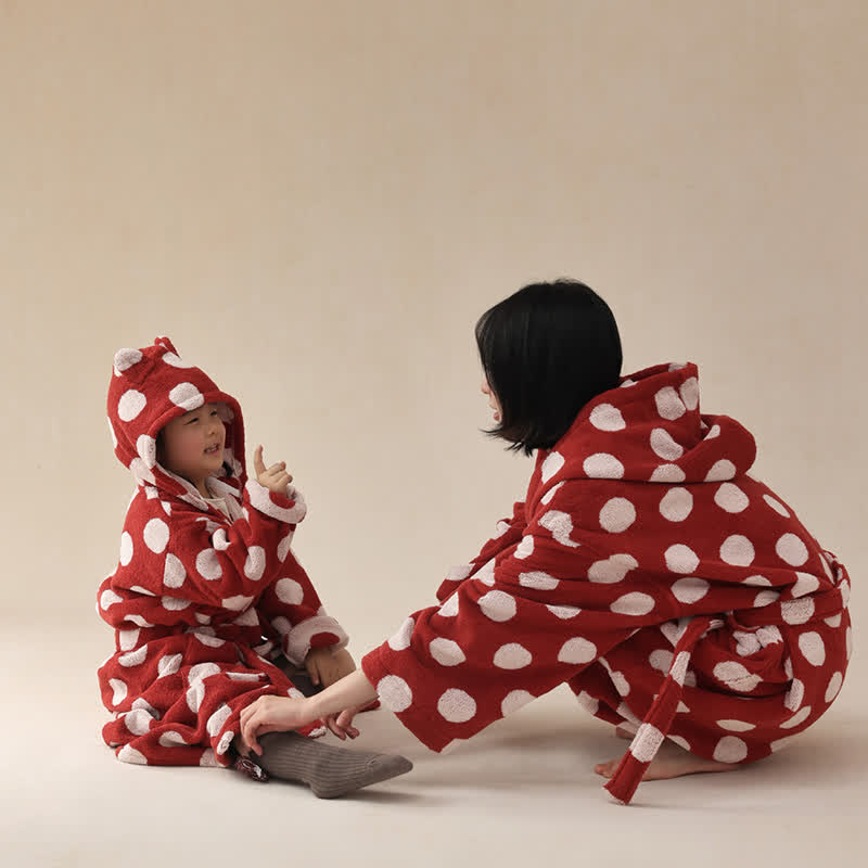 Ownkoti Matching Family Polka Dot Hooded Cotton Robe - image 4