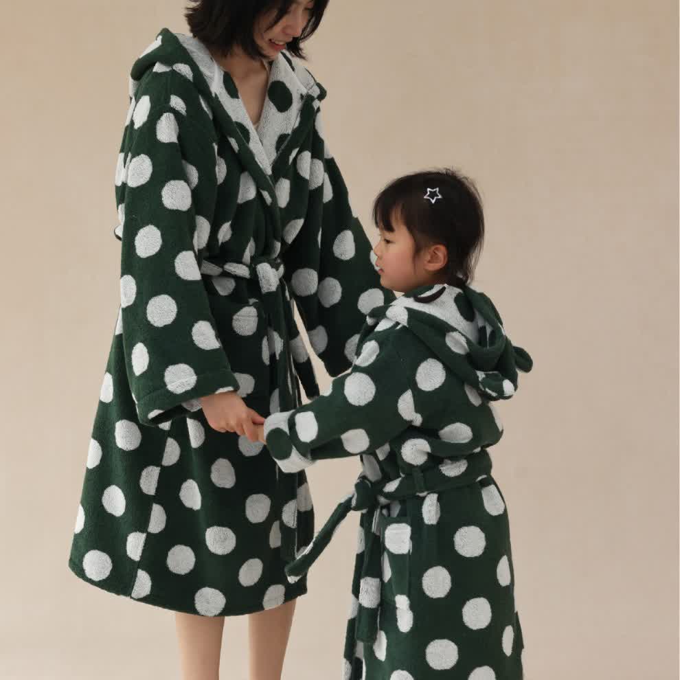 Ownkoti Matching Family Polka Dot Hooded Cotton Robe - image 16