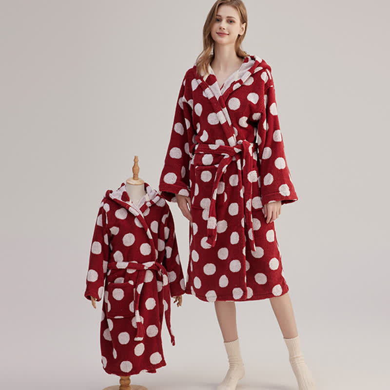Ownkoti Matching Family Polka Dot Hooded Cotton Robe - image 5