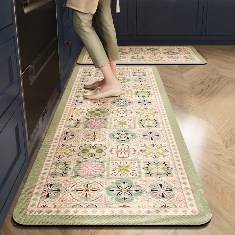 Ownkoti Geometric Pattern Absorbent Kitchen Rug - 23" x 35"+23" x 79" - image 0