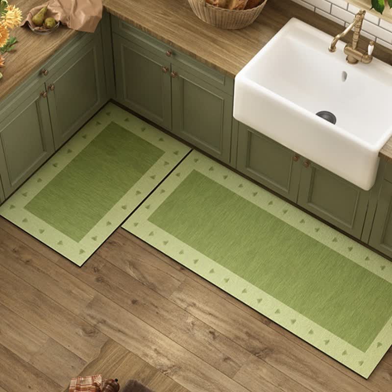 Ownkoti Diatom Mud Green Bordered Kitchen Rug - 23" x 35"+23" x 71" - image 0