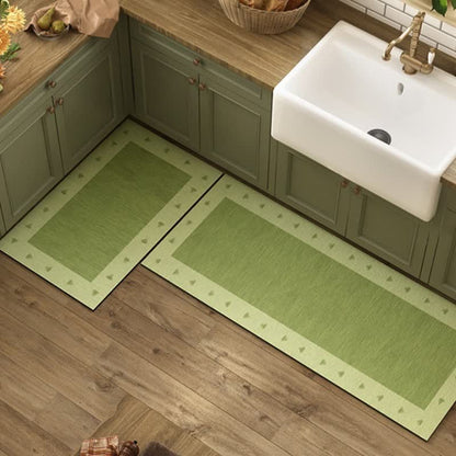 Ownkoti Diatom Mud Green Bordered Kitchen Rug - 23" x 35"+23" x 71" - image 0