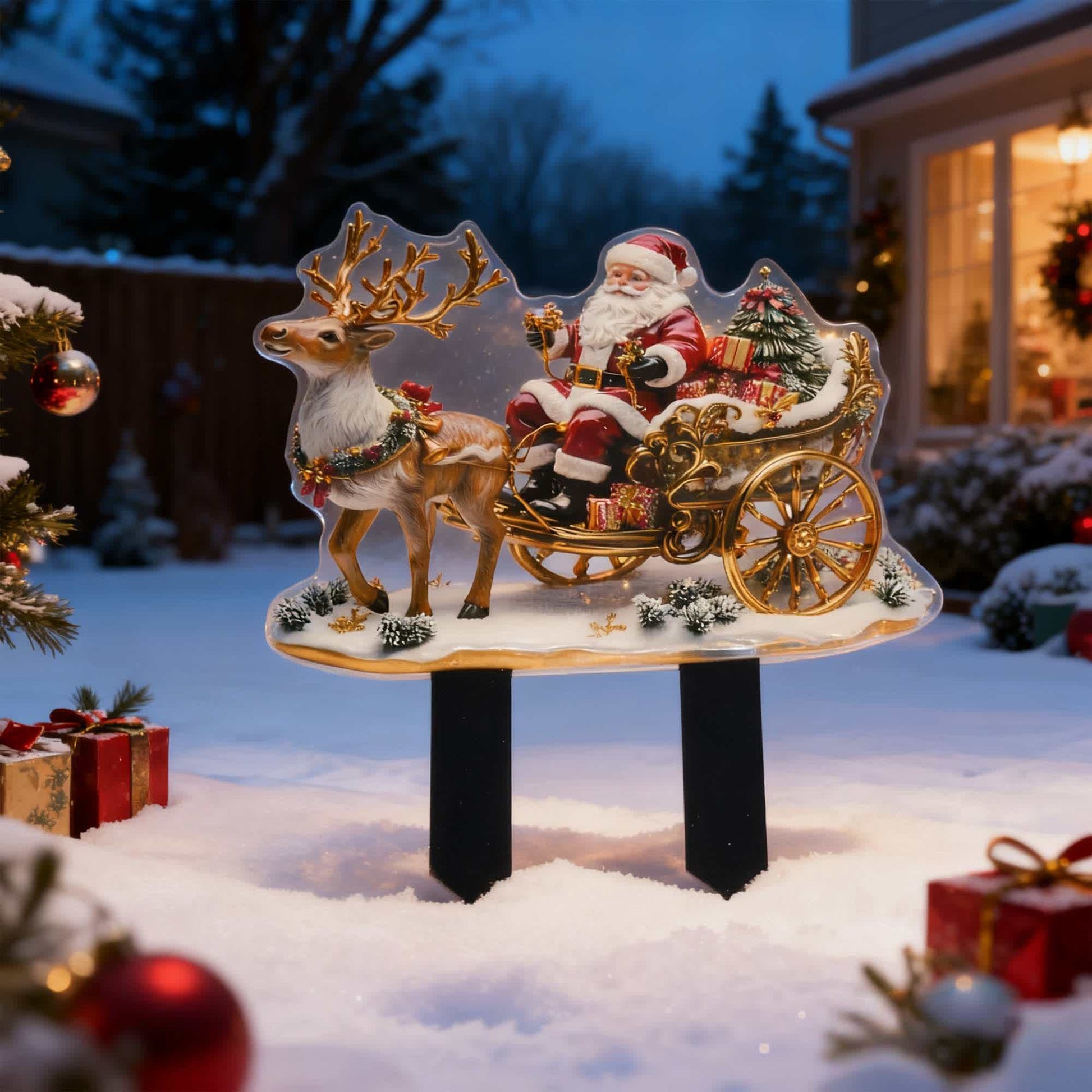 Ownkoti Christmas Reindeer Yard Stake Decor - Father Christmas - image 0