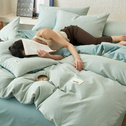 Ownkoti Solid Waffle Weave Cotton Bedding Set - Light Blue - King - image 16