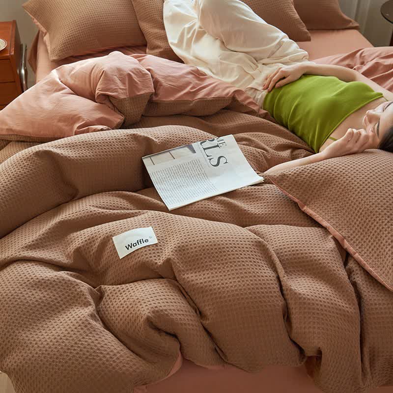 Ownkoti Solid Waffle Weave Cotton Bedding Set - image 21