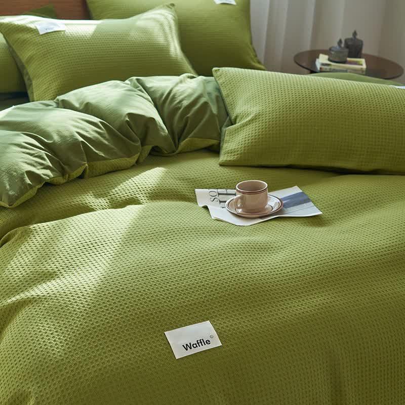 Ownkoti Solid Waffle Weave Cotton Bedding Set - image 3