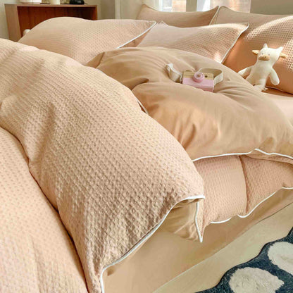 Ownkoti Minimalist Waffle Cotton Bedding Set - Khaki - King - image 12