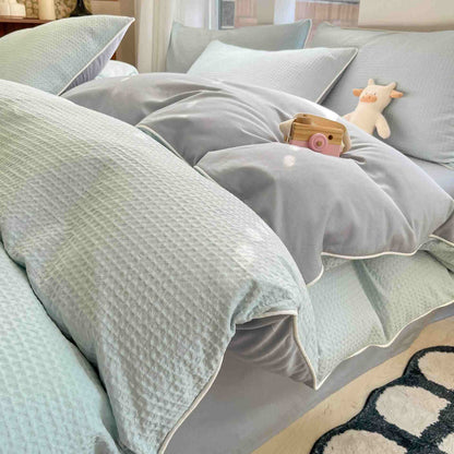 Ownkoti Minimalist Waffle Cotton Bedding Set - Sky Blue - King - image 8