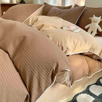 Ownkoti Minimalist Waffle Cotton Bedding Set - Caramel - King - image 13