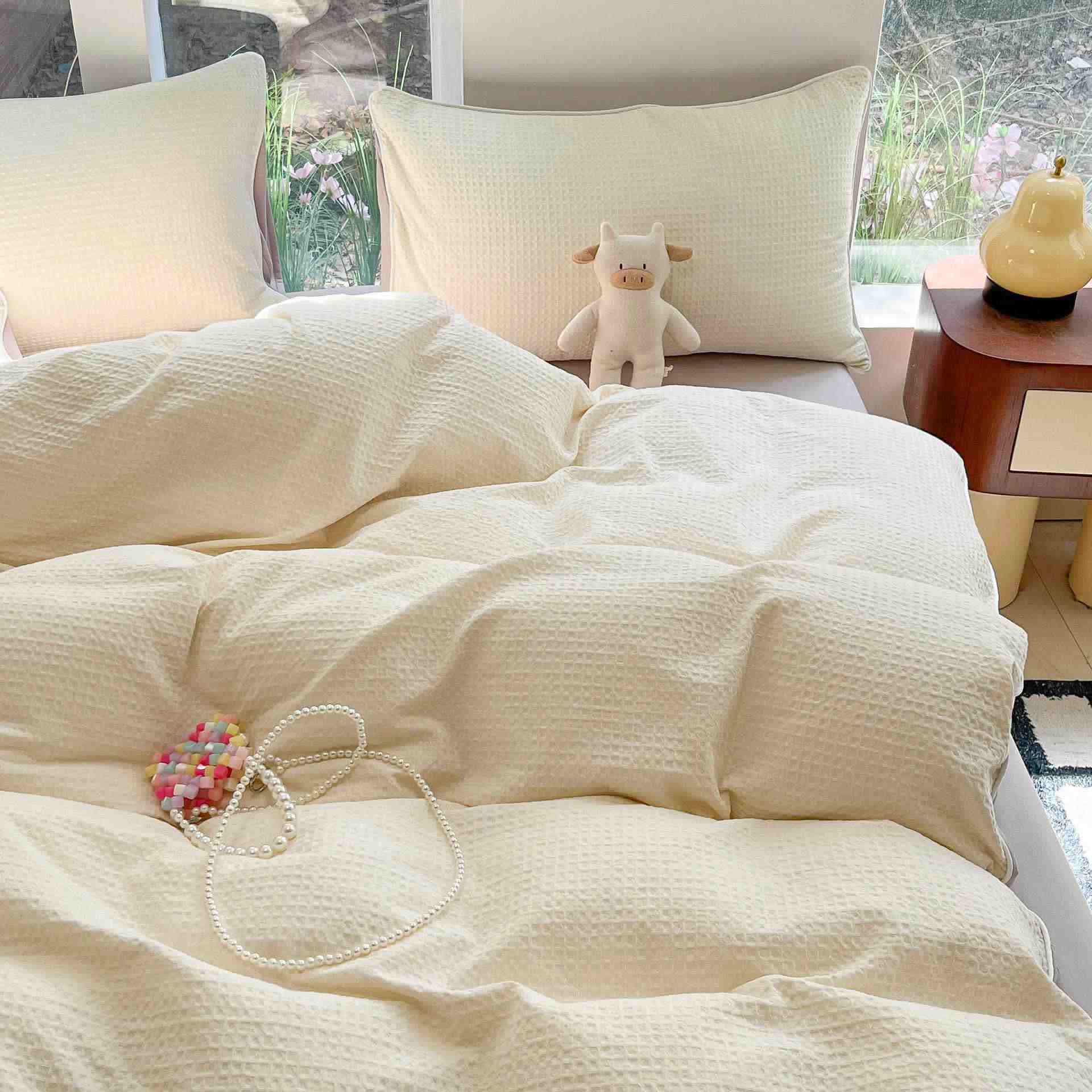 Ownkoti Minimalist Waffle Cotton Bedding Set - image 1