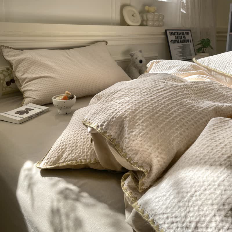 Ownkoti Waffle Textured Pure Cotton Bedding - Camel - King - image 13