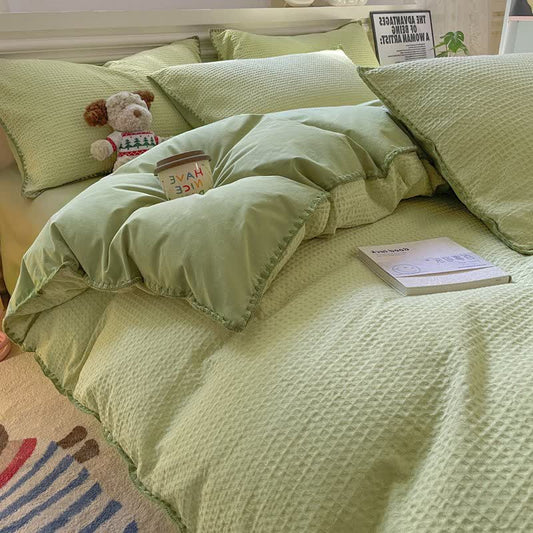 Ownkoti Waffle Textured Pure Cotton Bedding - Light Green - King - image 0