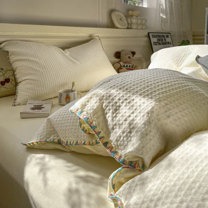 Ownkoti Waffle Textured Pure Cotton Bedding - Light Yellow - King - image 14