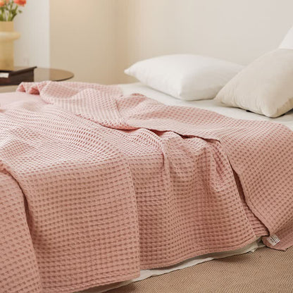 Ownkoti Solid Waffle Cotton Gauze Blanket - Light Pink - 79"W x 90"L - image 12