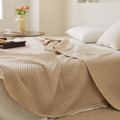 Ownkoti Solid Waffle Cotton Gauze Blanket - Khaki - 79"W x 90"L - image 4
