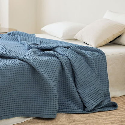 Ownkoti Solid Waffle Cotton Gauze Blanket - Blue - 79"W x 90"L - image 5