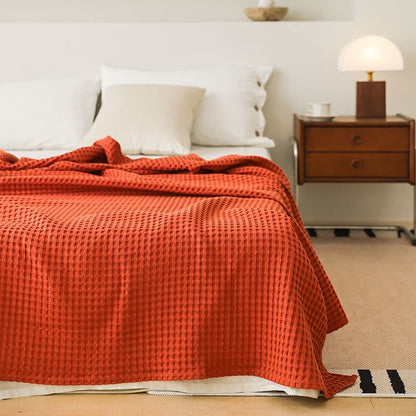 Ownkoti Solid Waffle Cotton Gauze Blanket - Orange - 79"W x 90"L - image 3