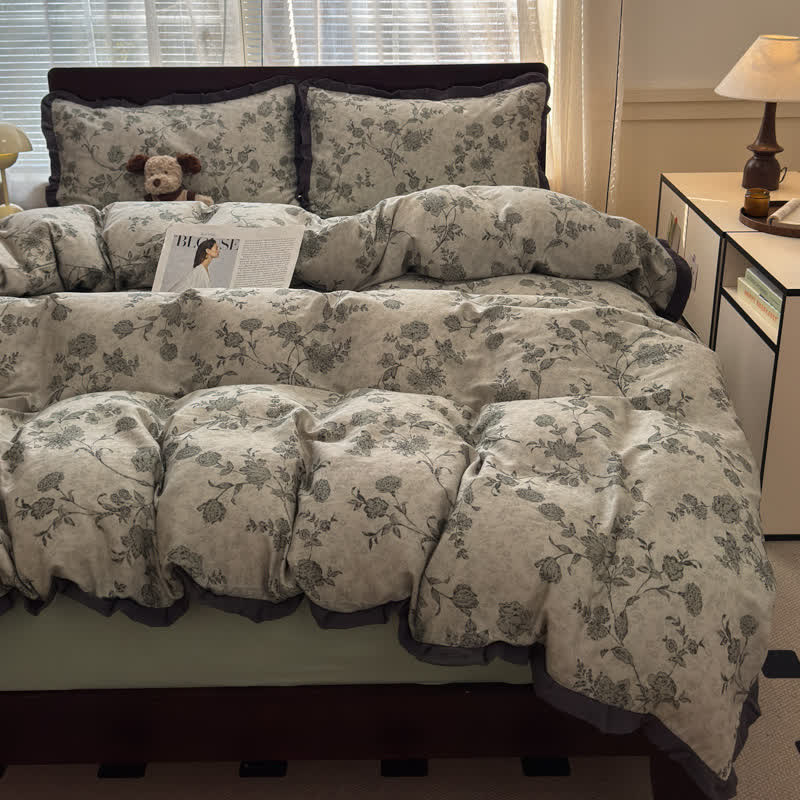 Ownkoti Vintage Floral Ruffled Cotton Bedding Set - image 2