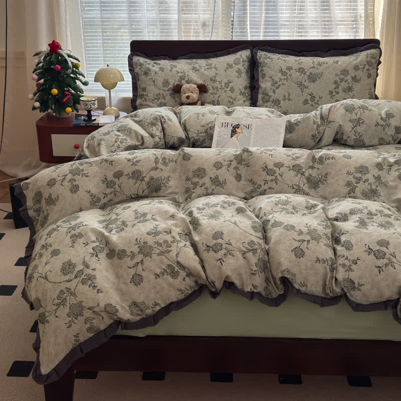 Ownkoti Vintage Floral Ruffled Cotton Bedding Set - image 3