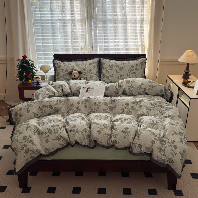 Ownkoti Vintage Floral Ruffled Cotton Bedding Set - image 1