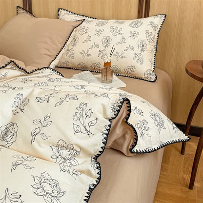 Ownkoti Line-Art Floral Brushed Cotton Bedding Set - image 1