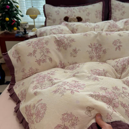 Ownkoti Elegant Floral Ruffled Cotton Bedding Set - image 7