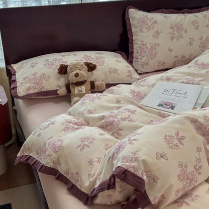 Ownkoti Elegant Floral Ruffled Cotton Bedding Set - image 5