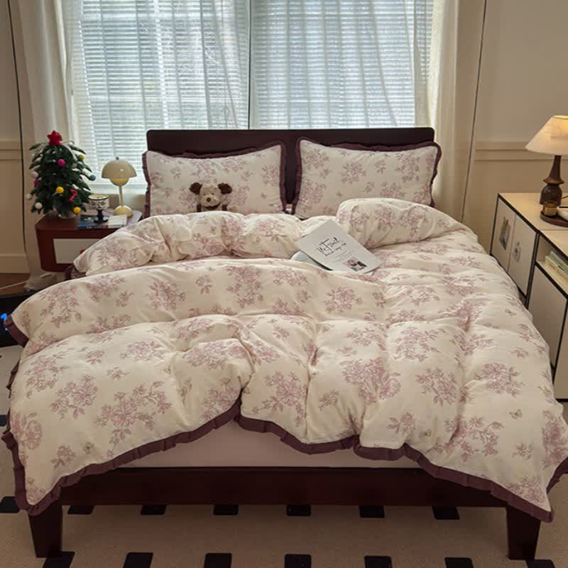 Ownkoti Elegant Floral Ruffled Cotton Bedding Set - image 1