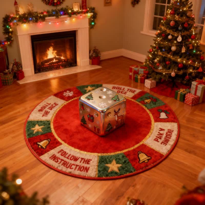 Ownkoti Christmas Inspired Dice 3D Effect Rug - 55" x 55" - image 0
