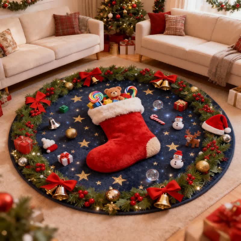 Ownkoti Weihnachtsstrümpfe-Teppich mit 3D-Effekt – ownkoti