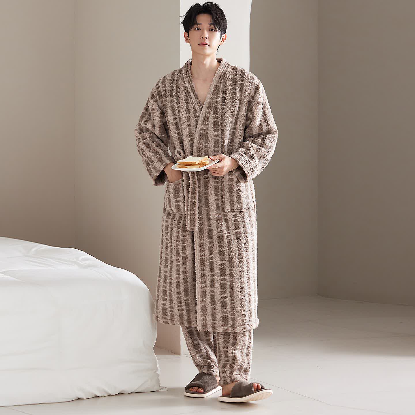 Ownkoti Unisex Luxury Line-Art Plush Robe - image 6