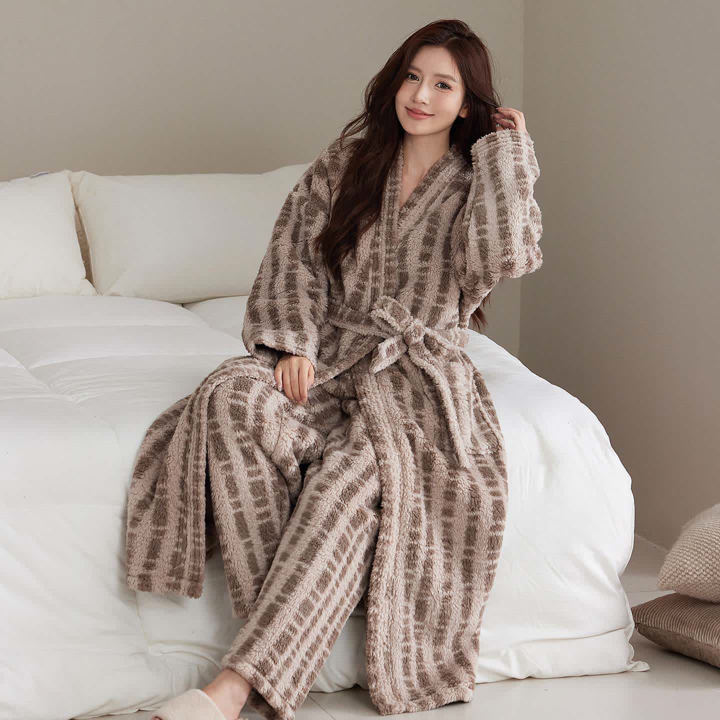 Ownkoti Unisex Luxury Line-Art Plush Robe - image 1