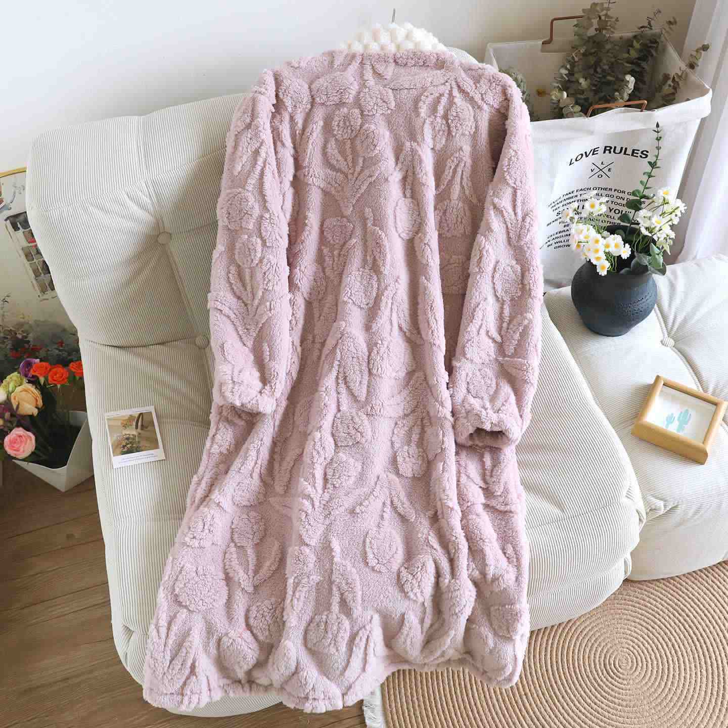 Ownkoti Tulip Textured Plush Button Nightgown - image 5