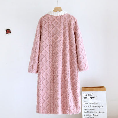 Ownkoti Diamond Textured Plush Button Nightgown - image 5