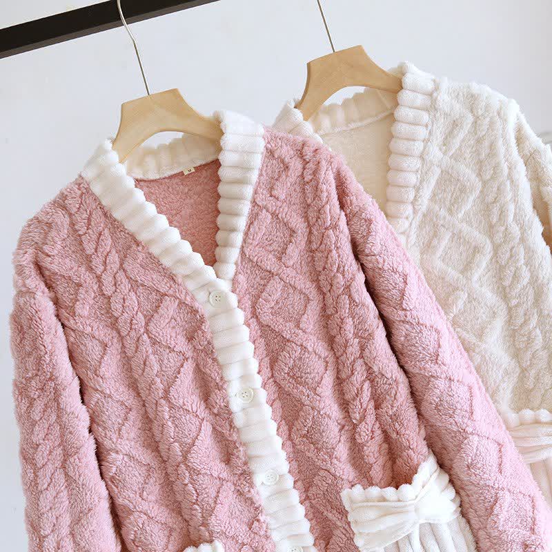 Ownkoti Diamond Textured Plush Button Nightgown - image 2