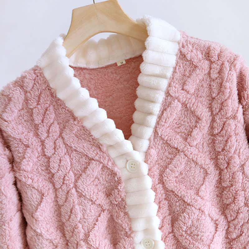 Ownkoti Diamond Textured Plush Button Nightgown - image 6