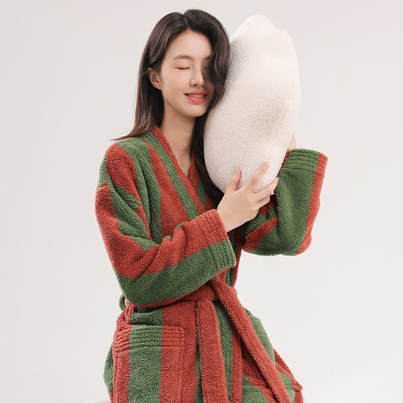 Ownkoti Bold Vertical Stripe Plush Robe - image 3