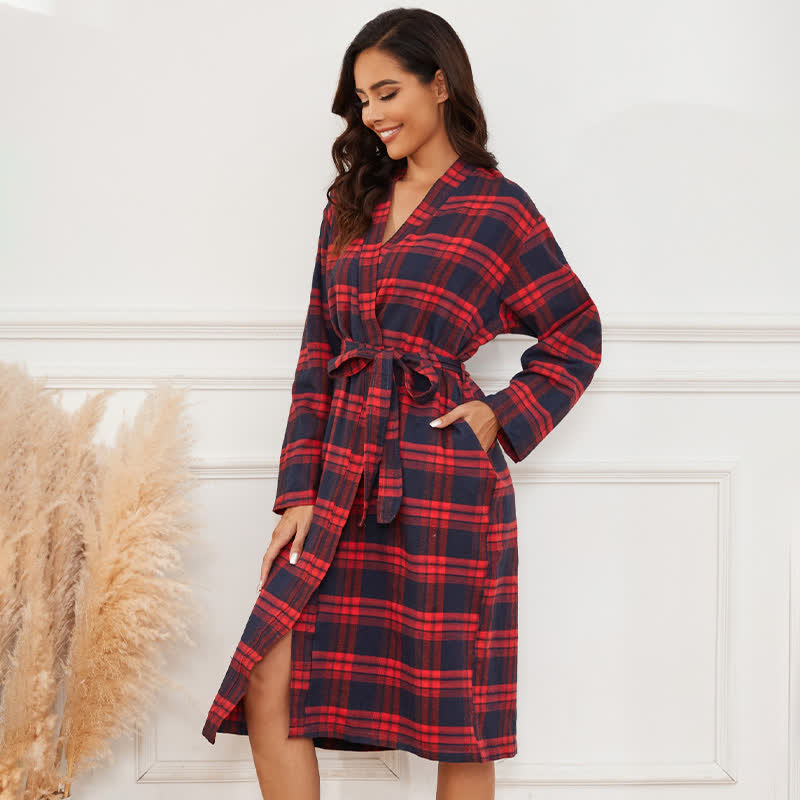 Ownkoti Classic Plaid Brushed Lounge Robe - image 3