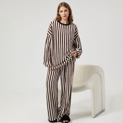 Ownkoti Vertical Striped Plush Loungewear Set - image 4