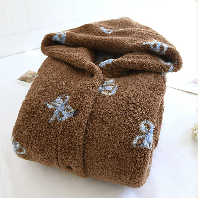 Ownkoti Bow Pattern Plush Hooded Robe - image 1