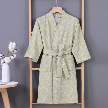 Ownkoti Snowman Branch Cotton Gauze Child Bathrobe - Green - Child:135-150cm - image 7