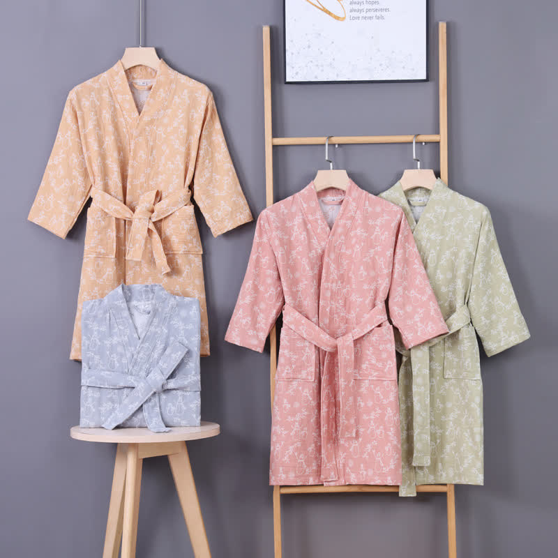 Ownkoti Snowman Branch Cotton Gauze Child Bathrobe - image 0