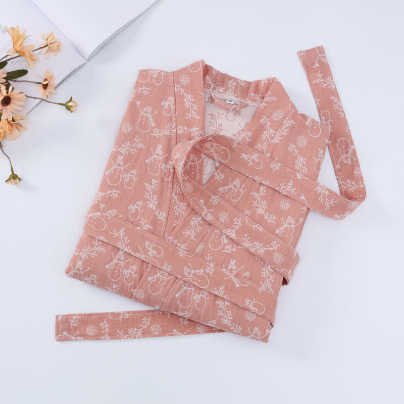 Ownkoti Snowman Branch Cotton Gauze Child Bathrobe - image 4