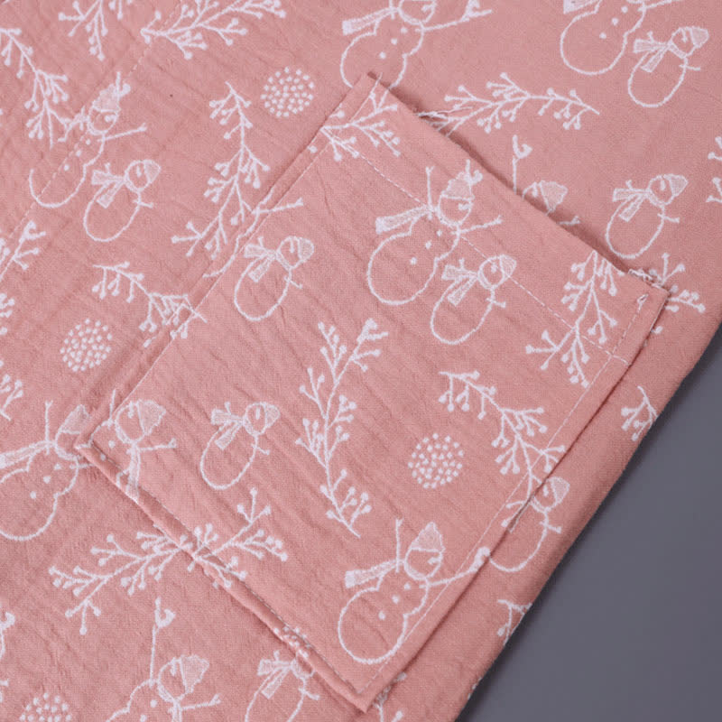 Ownkoti Snowman Branch Cotton Gauze Child Bathrobe - image 6